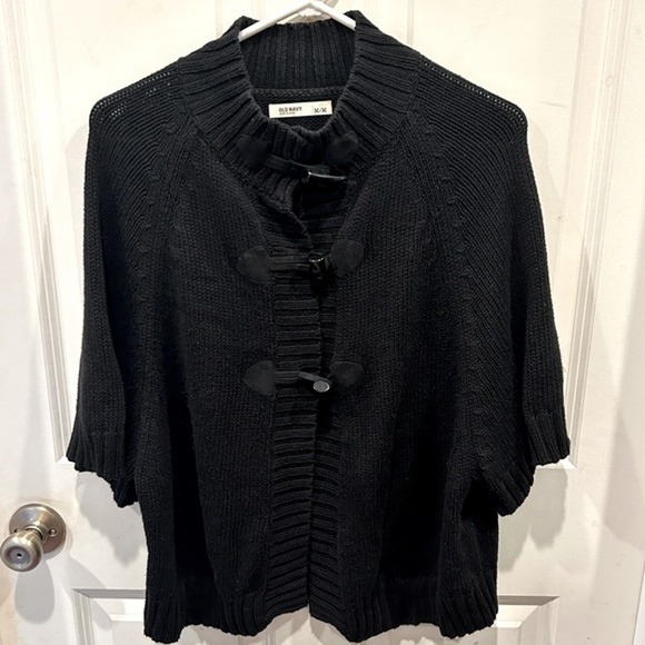 Old Navy Sweaters - Old Navy Black Toggle Front Knit Cardigan Cape Sweater Mock Neck Womens Medium